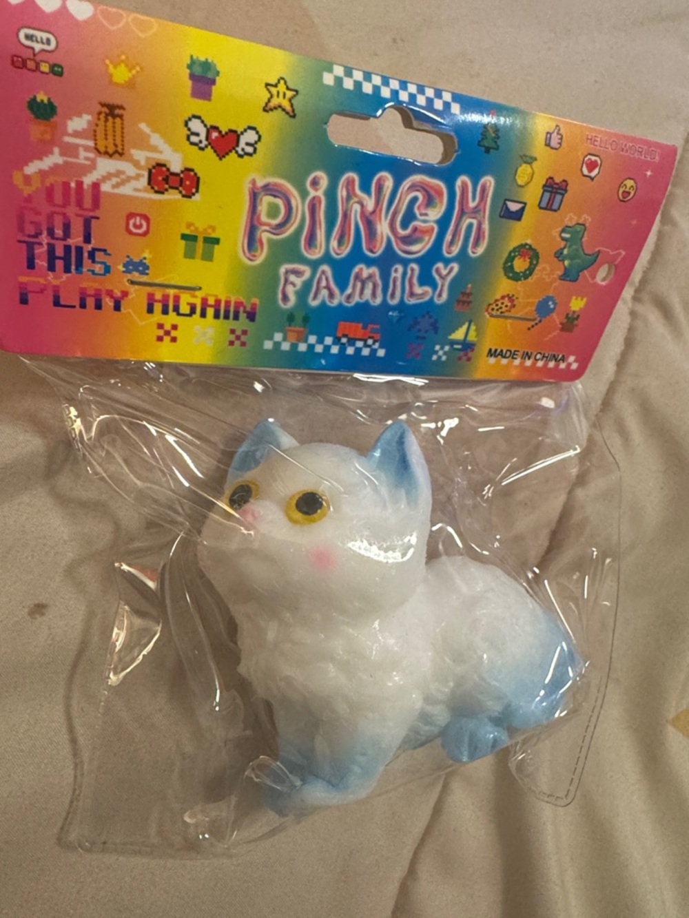 Pinch Family Blue & White Kitty Squishy